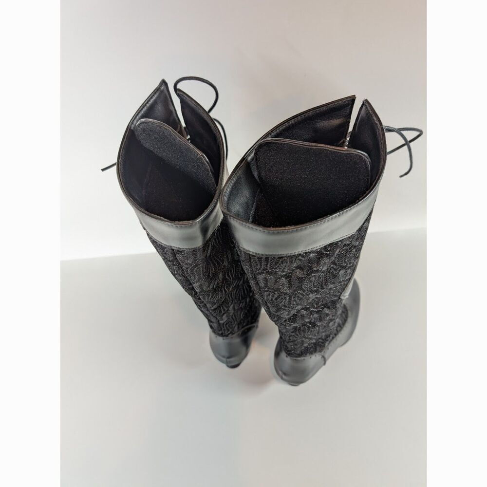 Victorian Goth Lace Up Boots Black Regency Kitten Heel Size 4.5-5 Pirate Cosplay - Picture 8 of 14